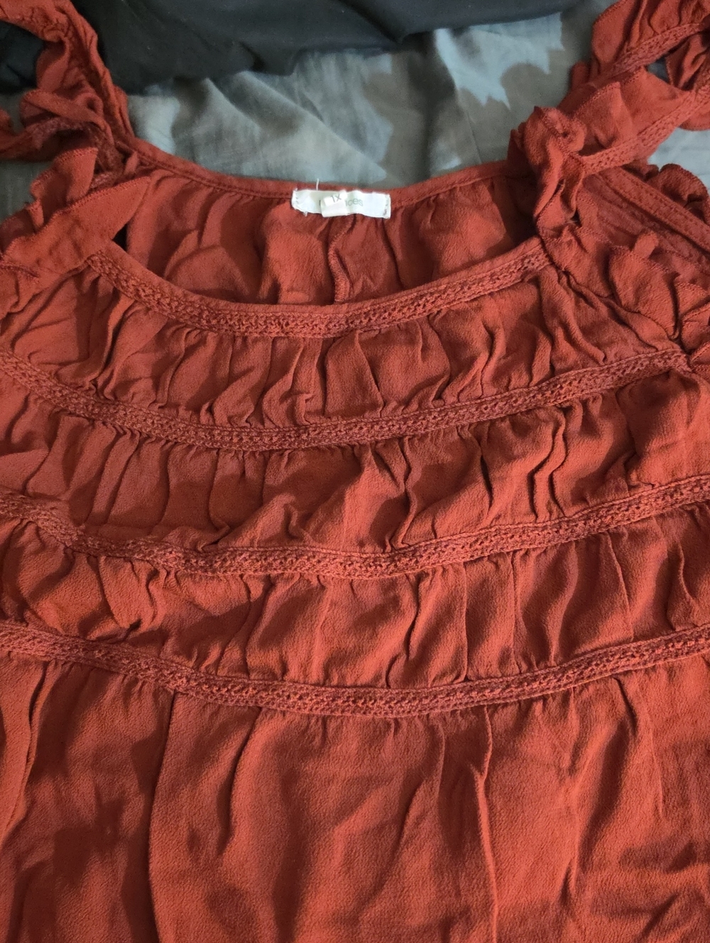 MAURICES Women's Rust Red Ruffled Tank Top 1X